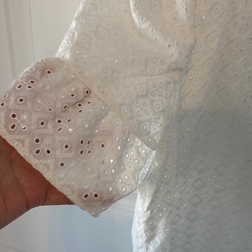 Lilly Pulitzer White Eyelet Ruffle Sleeve Button-Front Top - Picture 4 of 4